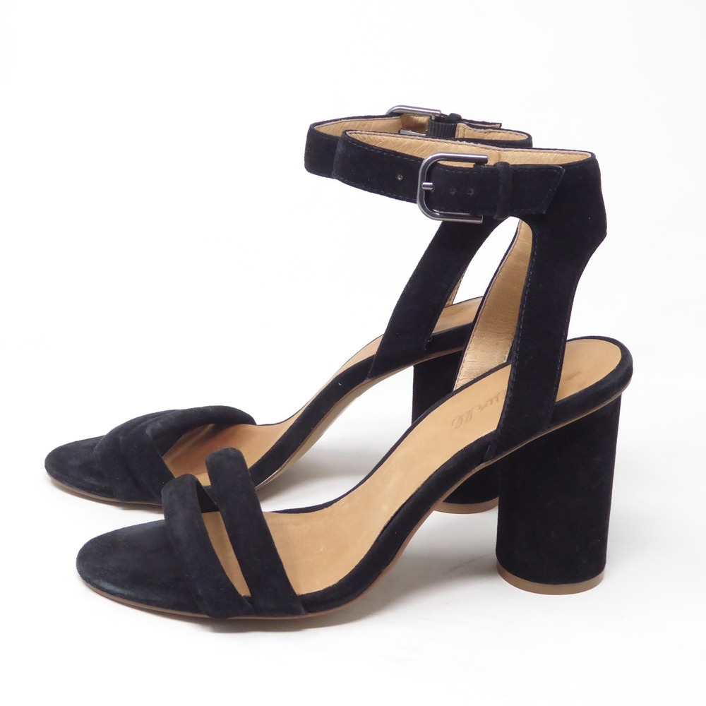 Madewell Rosalie Women Sandals Black Suede Block Heel Ankle Strap 8.5 - Picture 4 of 10